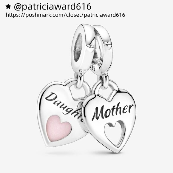 Pandora Double Heart Split Dangle Charm - Picture 1 of 5